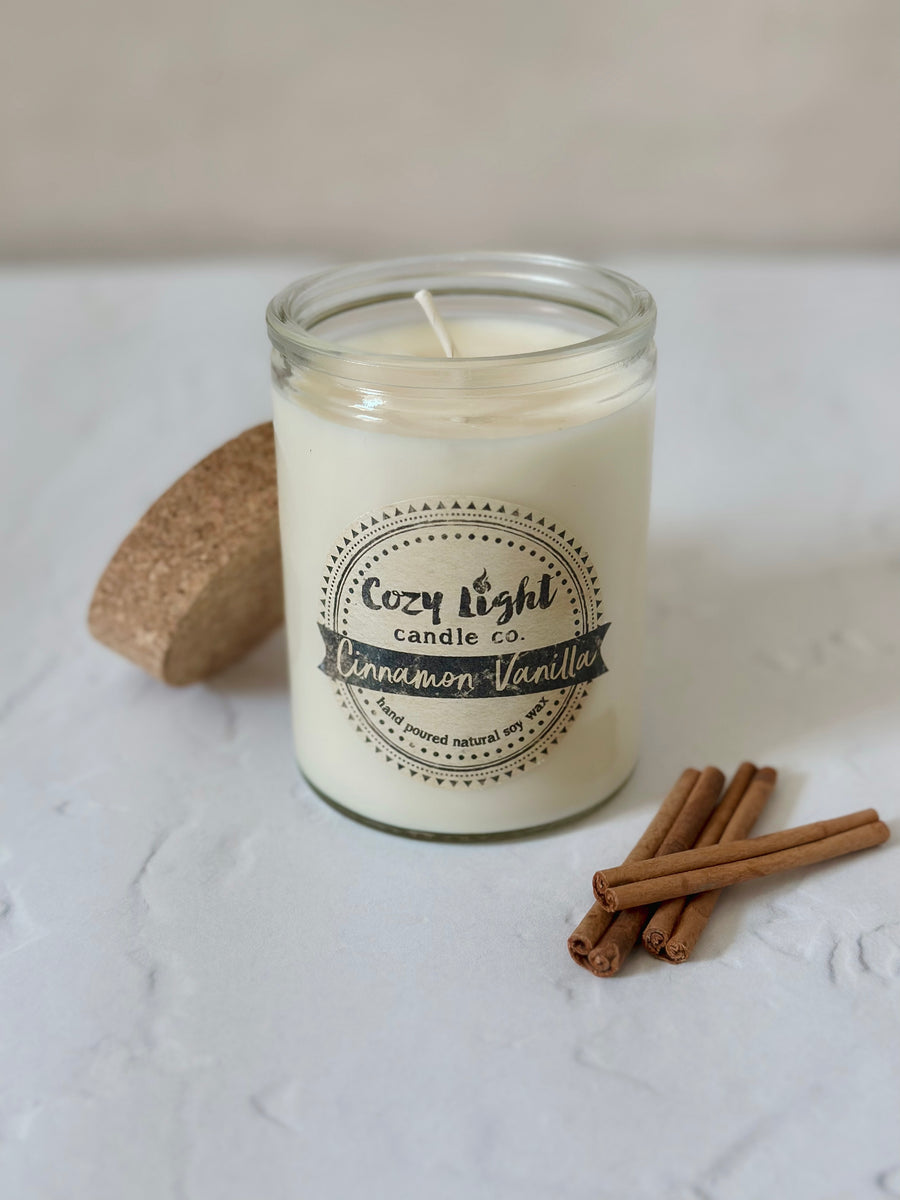 Cinnamon Vanilla All Natural Handmade Aromatherapy Soy Candle with dried  flowers by Delectable Garden 4 oz. long-burning