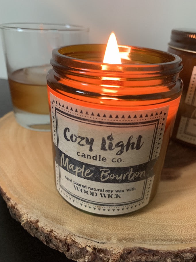 MAPLE BOURBON Wood Wick Candle – Cozy Light Candle Co.