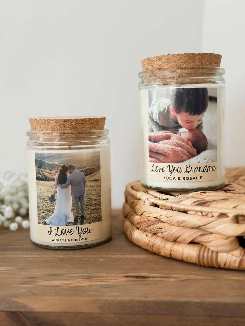 holiday personalized photo candle
