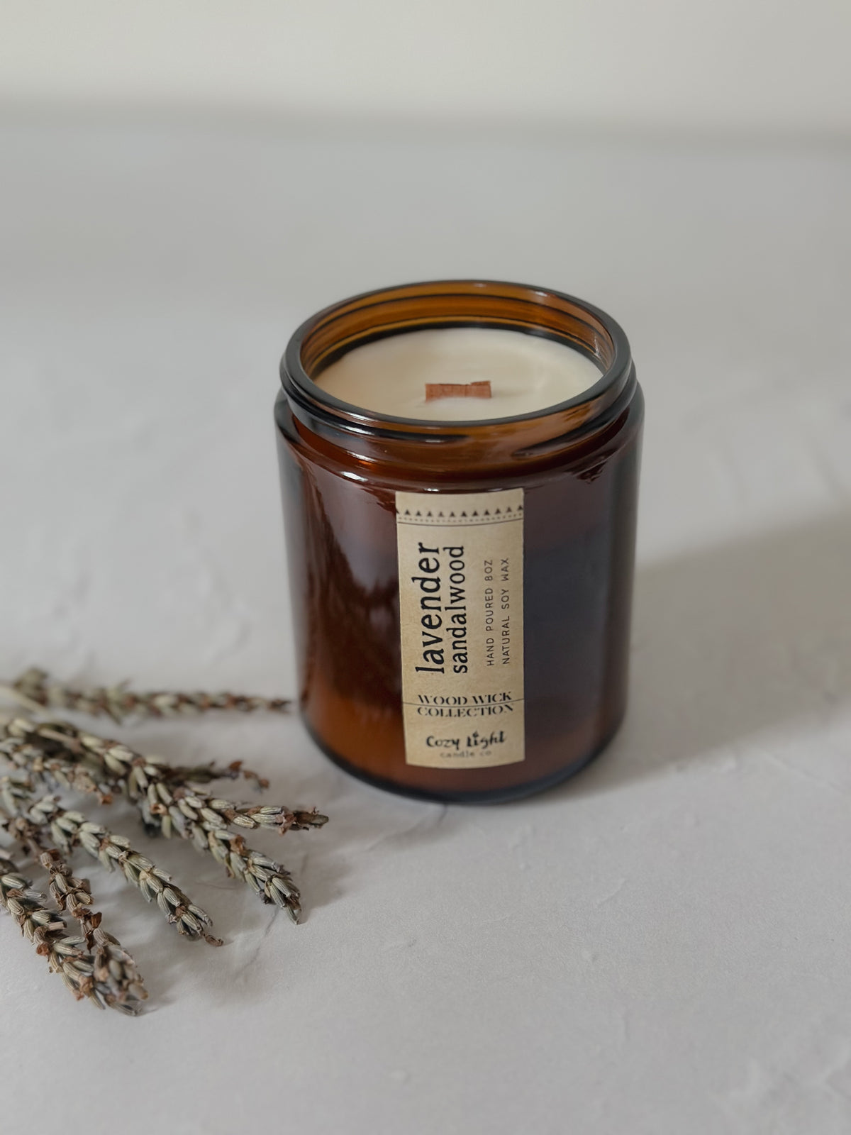 LAVENDER SANDALWOOD Wood Wick Candle