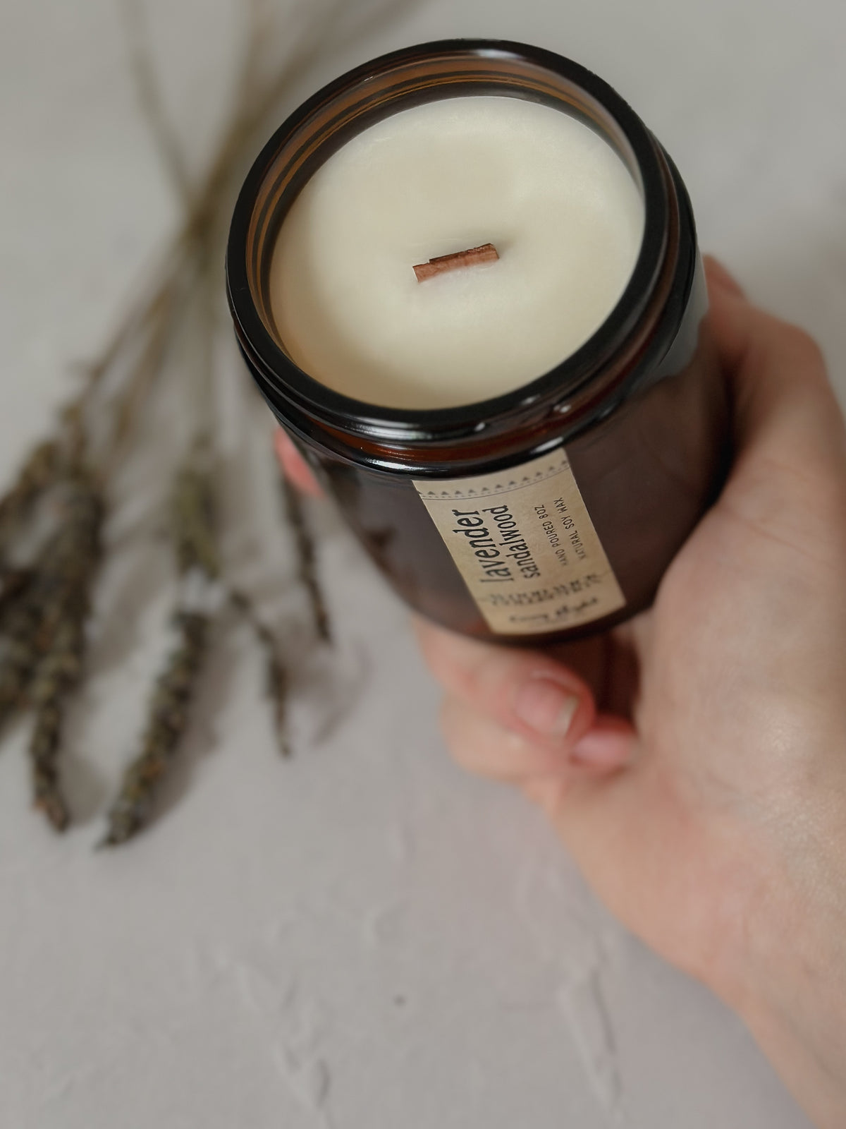 LAVENDER SANDALWOOD Wood Wick Candle