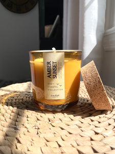 AMBER SUNSET Soy Candle 8oz | Cozy Coastal Collection