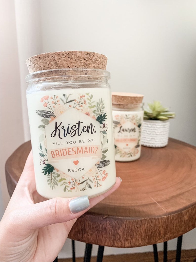 Personalized Bridesmaid Soy Candle