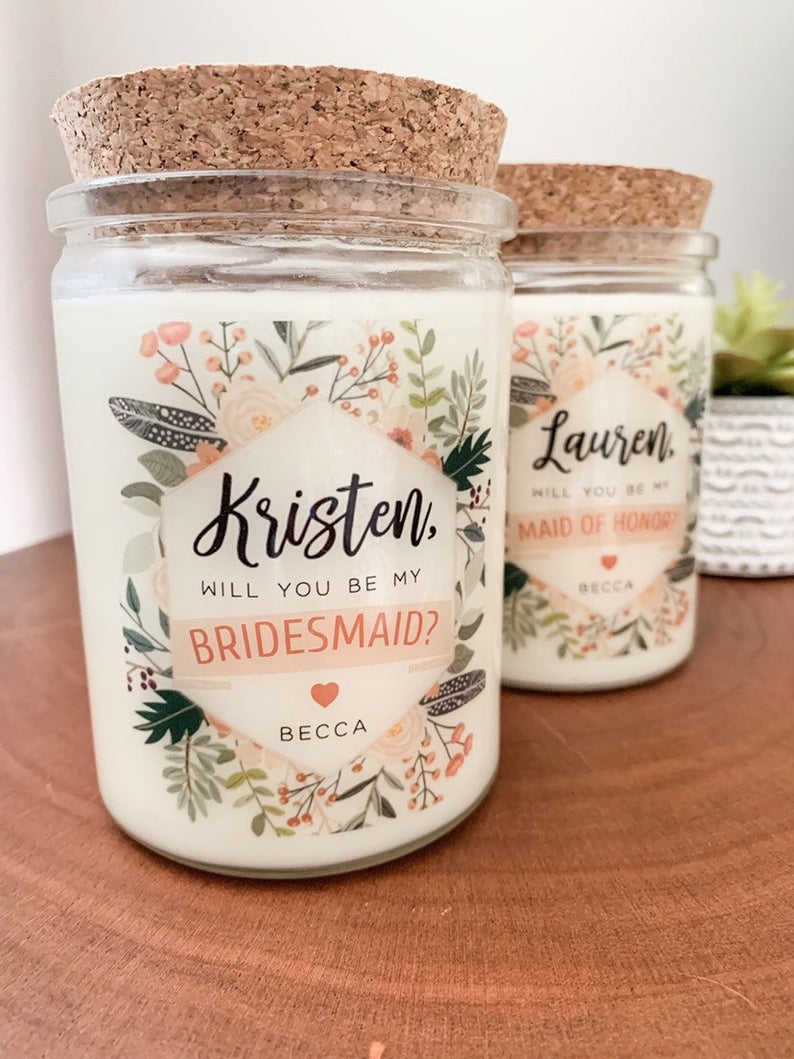 Personalized Bridesmaid Soy Candle
