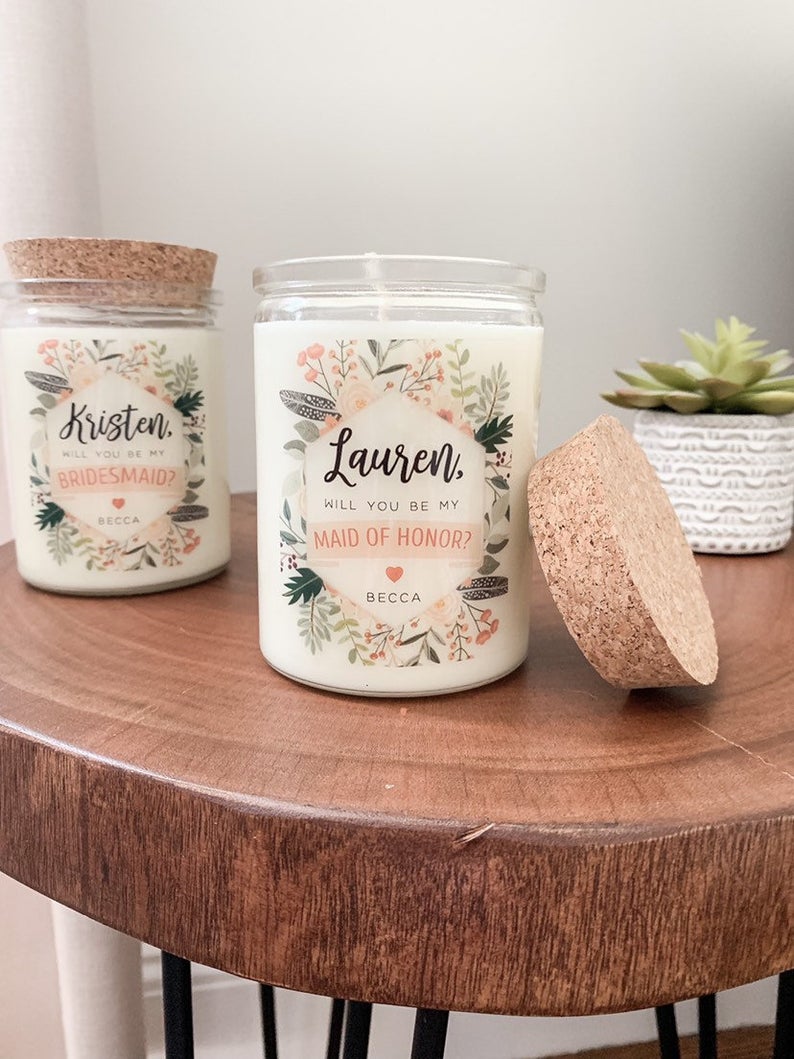 Personalized Bridesmaid Soy Candle